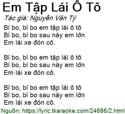 Bài Hát Em Lái Xe Ô Tô