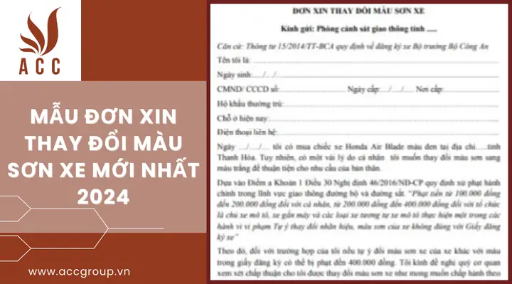 Đơn Xin Đổi Màu Sơn Xe Ô Tô