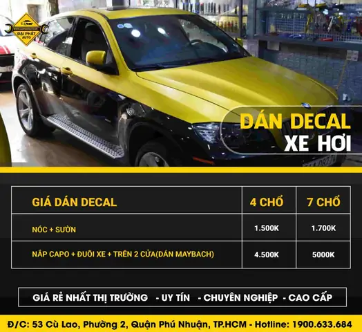 Giá Dán Decal Xe Ô Tô