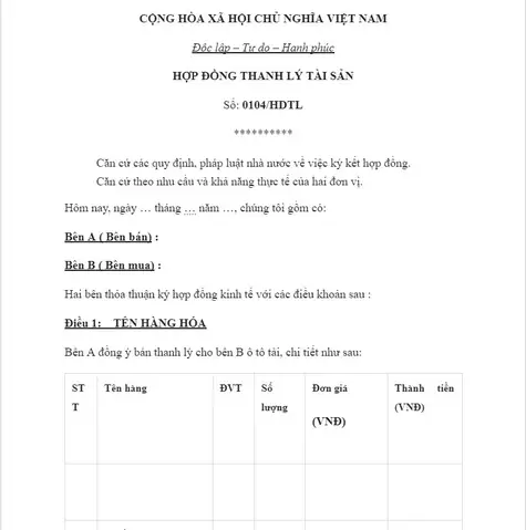 Quy Định Thanh Lý Xe Ô Tô