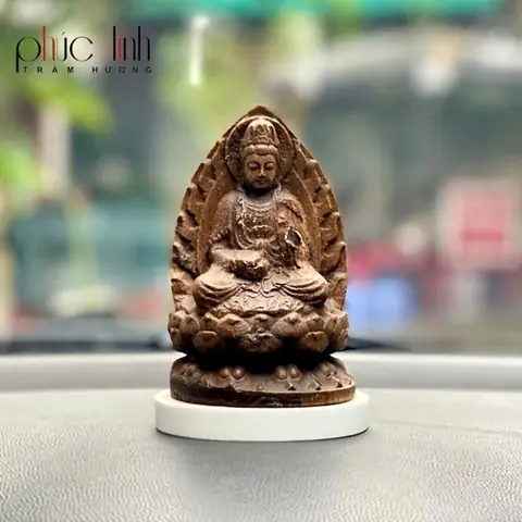 Tượng Phật Quan Âm Bằng Gỗ Để Xe Ô Tô
