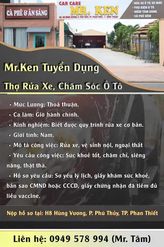 Cần Tuyển Thợ Rửa Xe Ô Tô