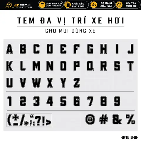 Chữ Cái Dán Xe Ô Tô