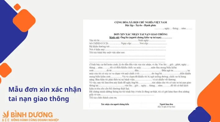 Đơn Xin Xác Nhận Tai Nạn Xe Ô Tô