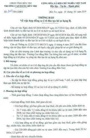 Hợp Đồng Lái Xe Ô Tô
