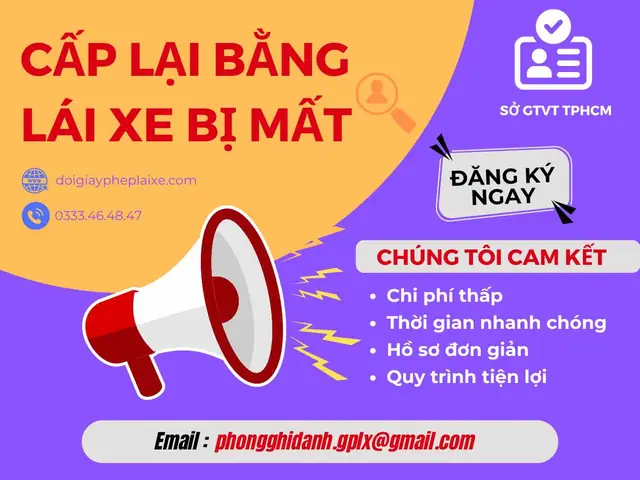 Làm Lại Bằng Lái Xe Ô Tô Bị Mất Tphcm