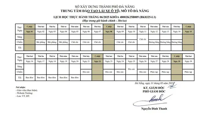 Lịch Học Lái Xe Ô Tô Đà Nẵng