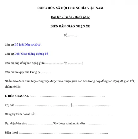 Maẫu Ghi Chép Xe Ô Tô