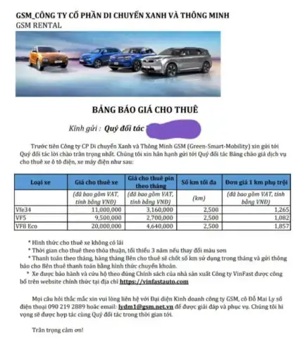 Mẫu Bảng Báo Giá Tien Xe Ô Tô