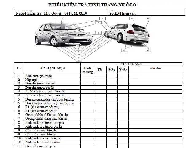 Mẫu Biên Lai Thu Tiền Rửa Xe Ô Tô