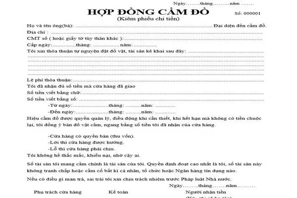 Mẫu Giấy Cầm Xe Ô Tô