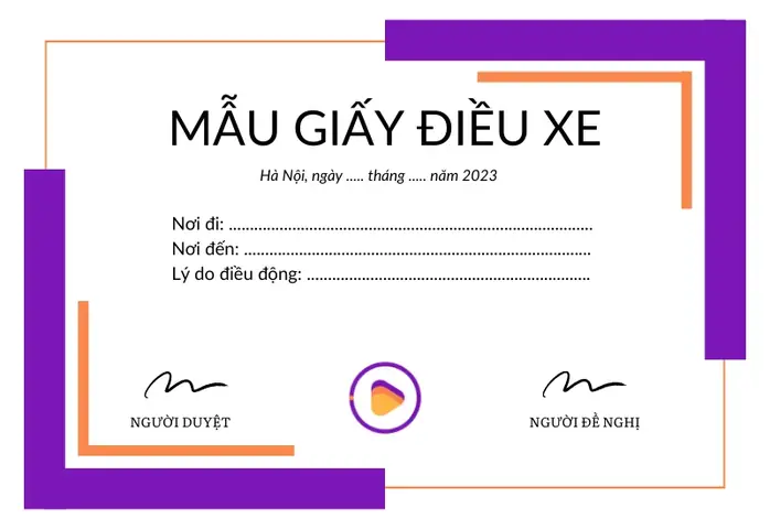 Mẫu Giấy Điều Động Xe Ô Tô Vào Sài Gòn