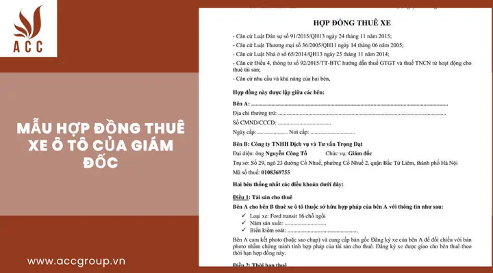 Mẫu Hợp Đồng Dịch Vụ Đăng Ký Xe Ô Tô