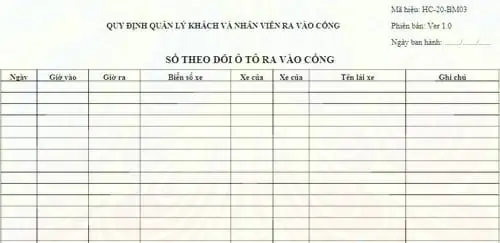 Mẫu Lịch Trình Xe Ô Tô