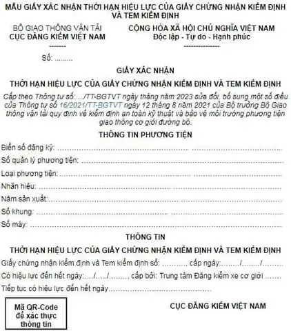 Mẫu Văn Bản Giám Định Lại Xe Ô Tô