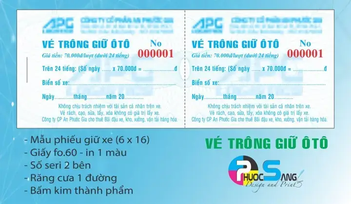 Mẫu Vé Gửi Xe Ô Tô 17 Hàng Đậu
