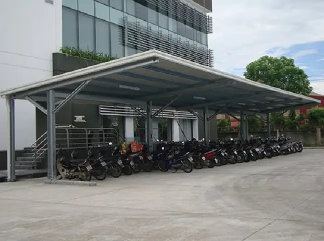 Nhà Để Xe Ô Tô Cột Sắt Mái Tôn