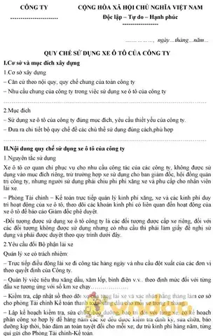 Quy Chế Quản Lý Xe Ô Tô Chuyên Dùng