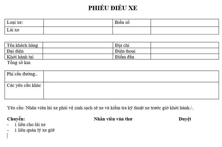 Quy Định Quản Lý Điều Hành Xe Ô Tô