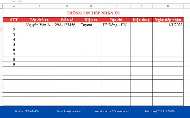 Template Quản Lý Chi Phí Xe Ô Tô