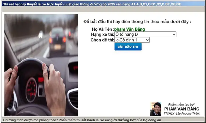 Thi Sát Hạch Lái Xe Ô Tô B2 Trực Tuyến