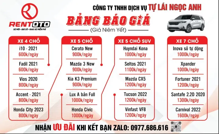 Thue Nhận Lai Xe Ô Tô 4 Chỗ