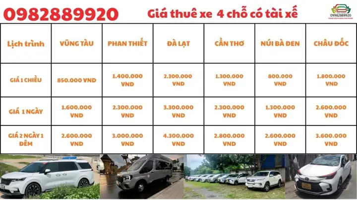 Thuê Xe Ô Tô 4 Chỗ Tphcm