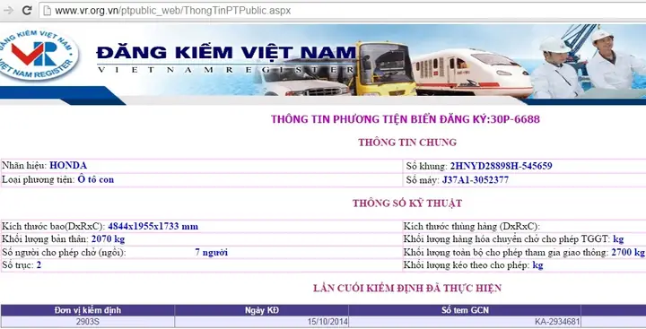 Tra Số Khung Xe Ô Tô Từ Biển Số
